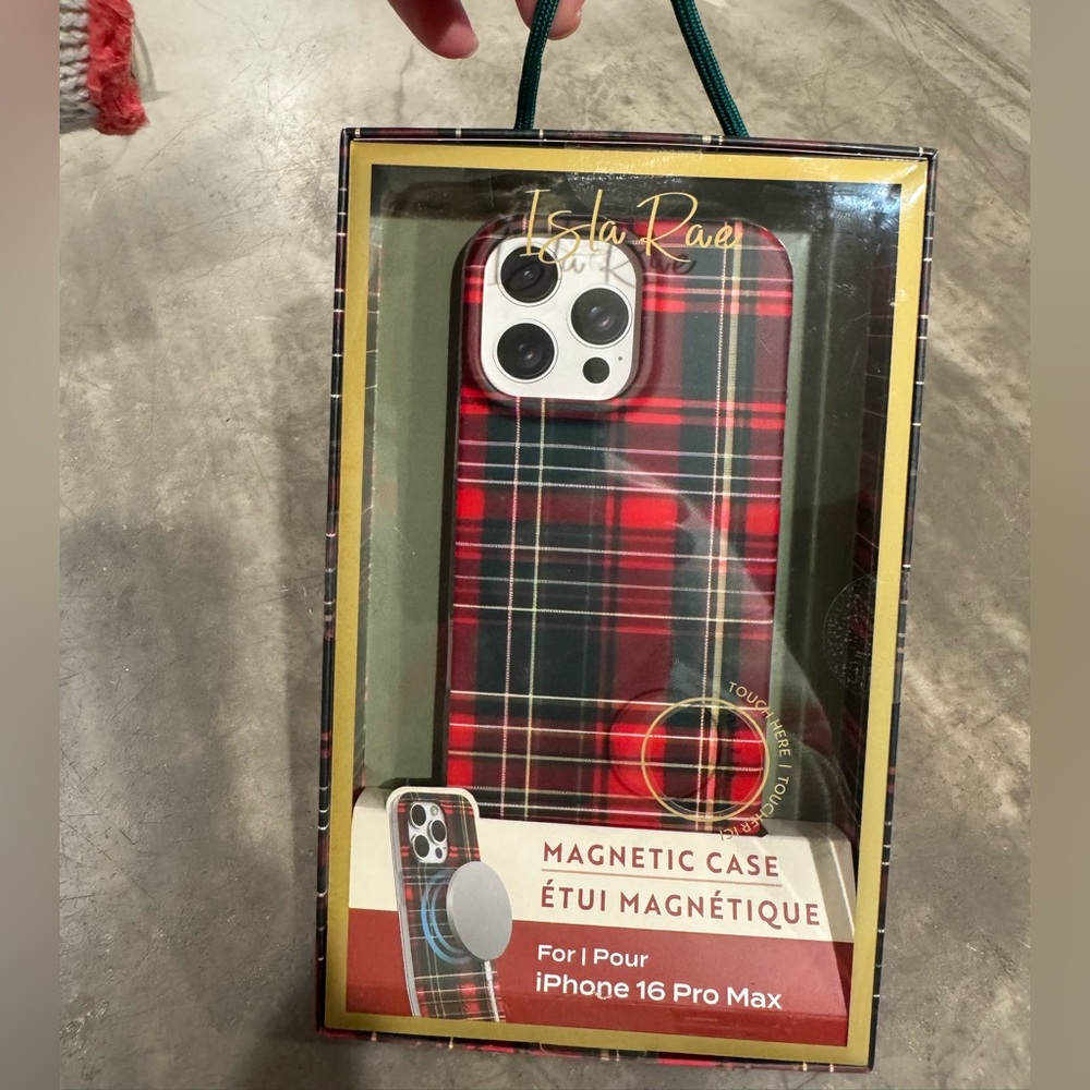 Red FESTIVE & FUN Plaid Magnetic Case by ISLA RAE for iPhone 16 Pro Max-zoom in
